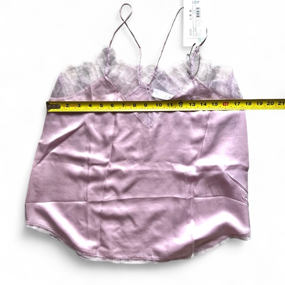 IRO Paris Berwyn Silk Lace Camisole Lilac 100% Silk Cami Tank NWT Size FR 36 - Picture 3 of 7